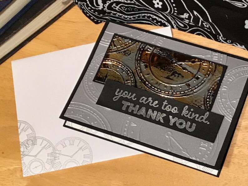 Masculine thank you card thank you card Faux tarnished metal Etsy