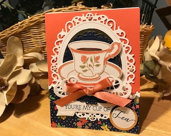 You are my cup of tea - vintage style note card