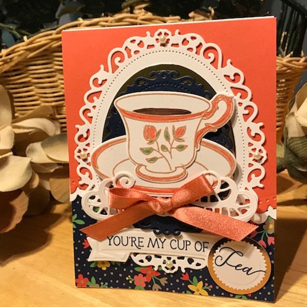 You are my cup of tea - vintage style note card