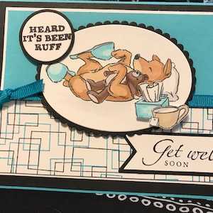 Cute dog themed get well soon card