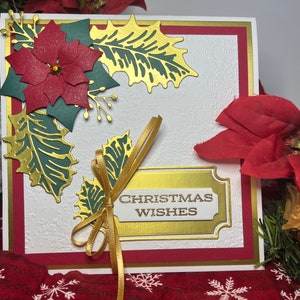 Elegante rode en gouden kerstkaart