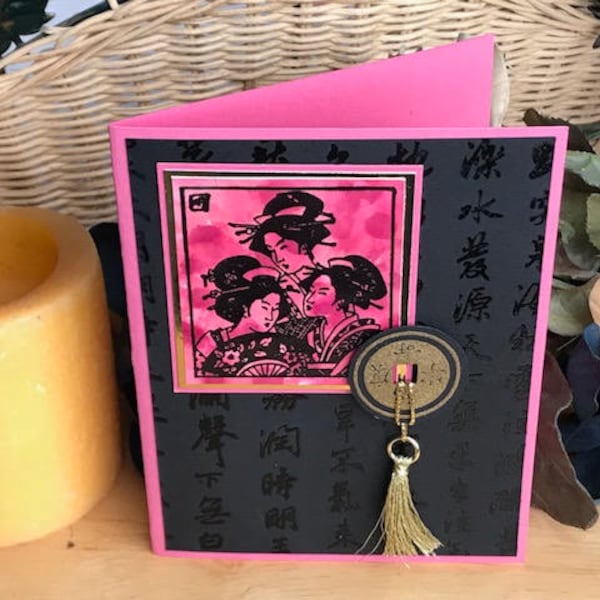 Asian themed note card, Oriental themed note card, Chinese note card