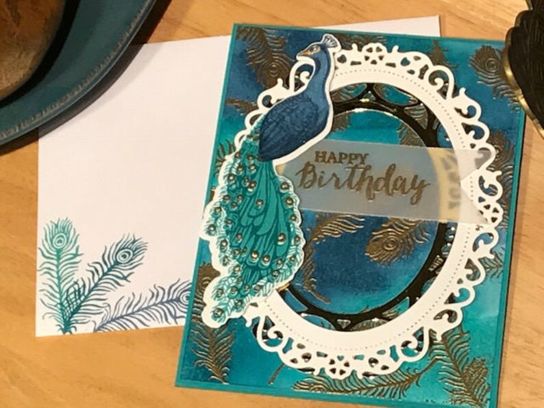 Peacock Birthday Card Peacock Themed Card Birthday Day Etsy