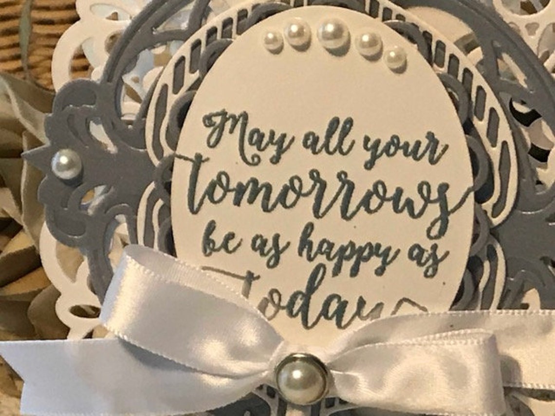 Wedding Card Die Cut Ornate Oval Wedding Card Shimmery Etsy