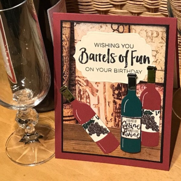 Funny Wine themed birthday card