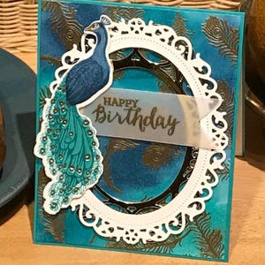 Carte d'anniversaire paon, carte sur le thème du paon, jour d'anniversaire, carte d'anniversaire plume de paon, carte plume de paon