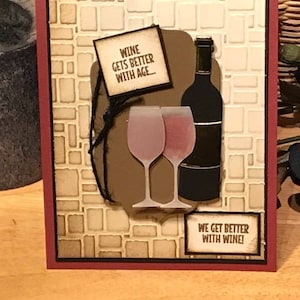 Biglietto d'auguri a tema vino,