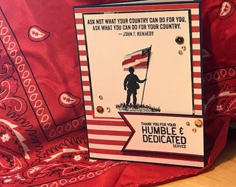 Thank you for your military service card with JFK quote card
