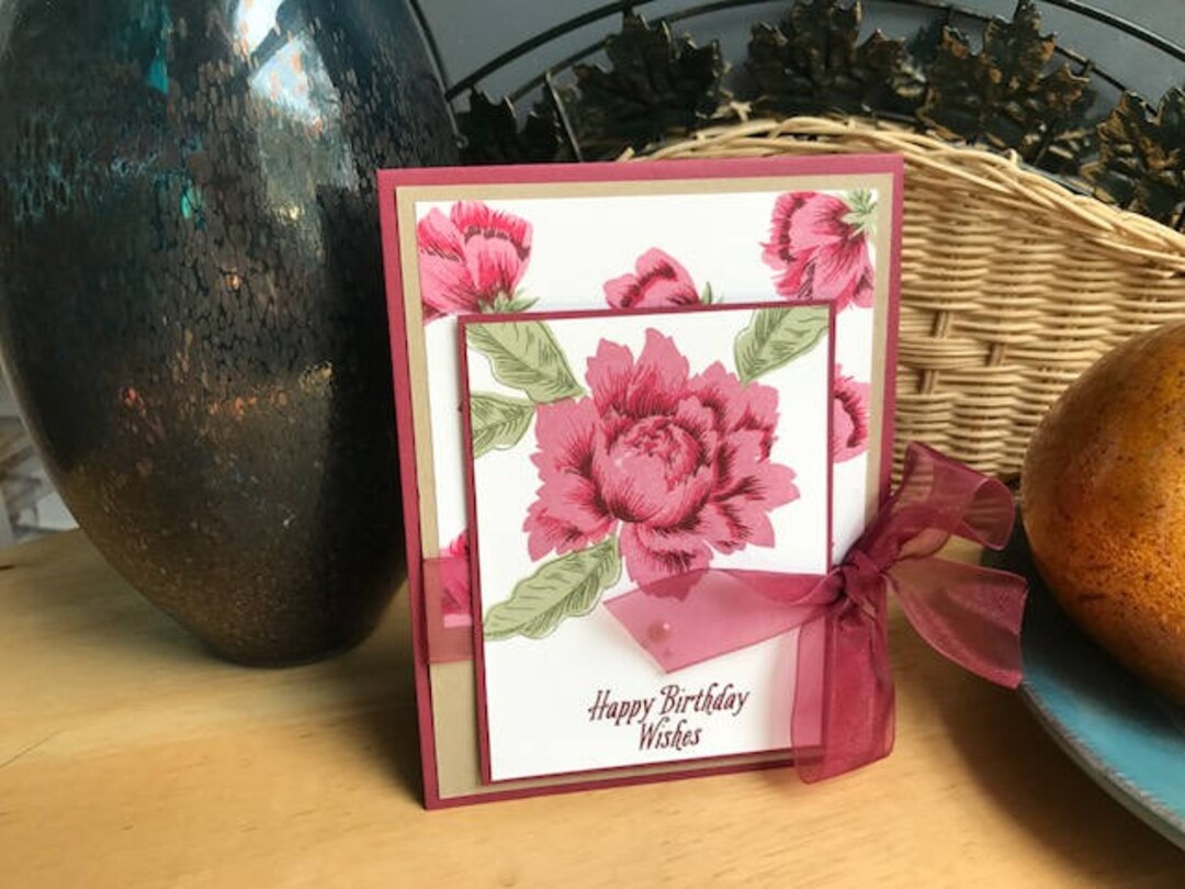 Peony Birthday Card - Etsy