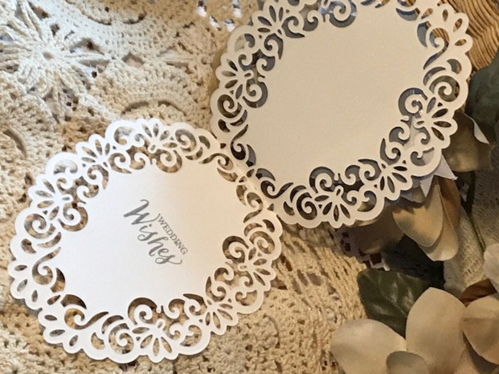 Wedding Card Die Cut Ornate Oval Wedding Card Shimmery Etsy