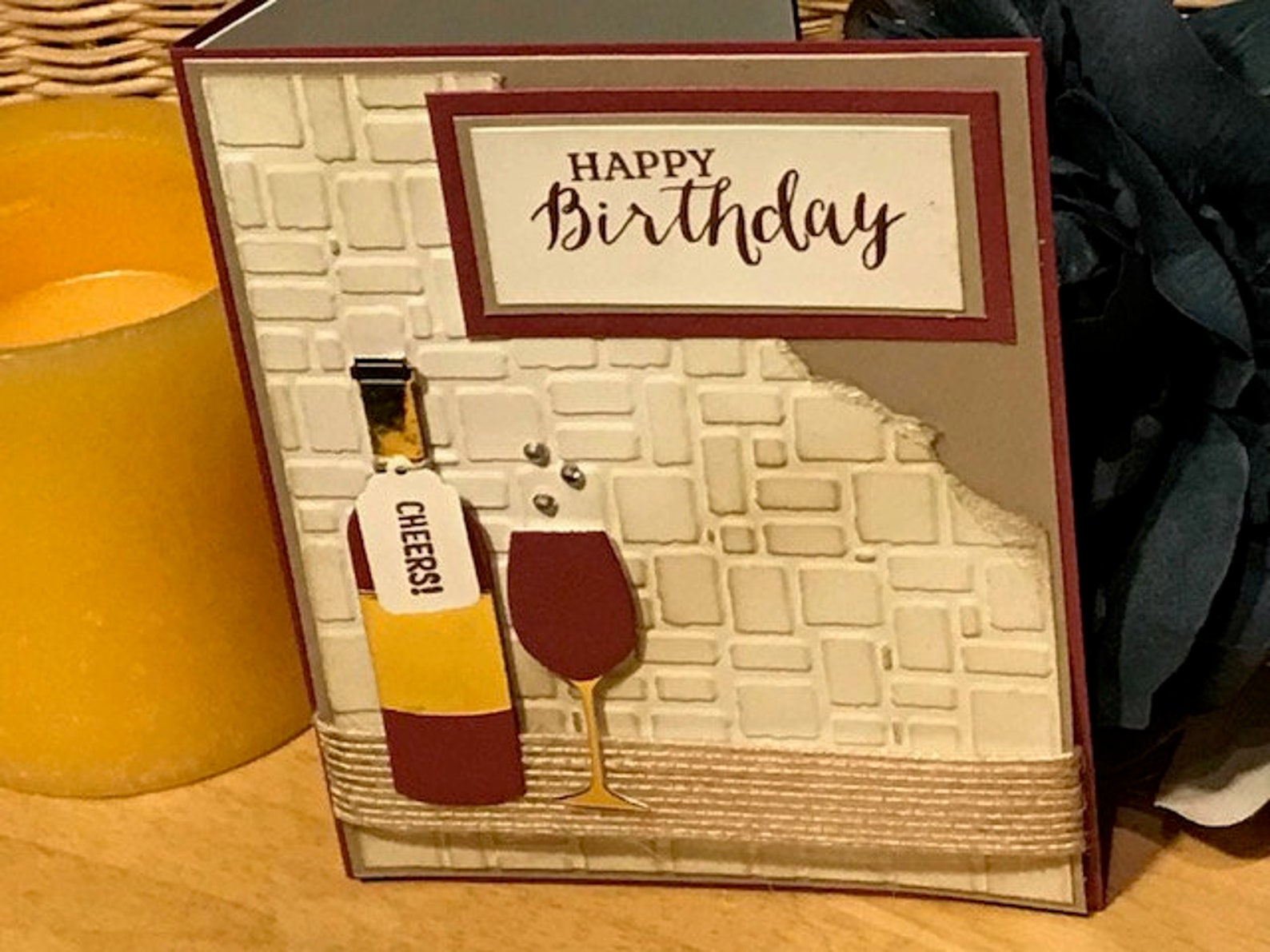 Birthday Card Wine Themed Birthday Card Wine Bottle and Etsy