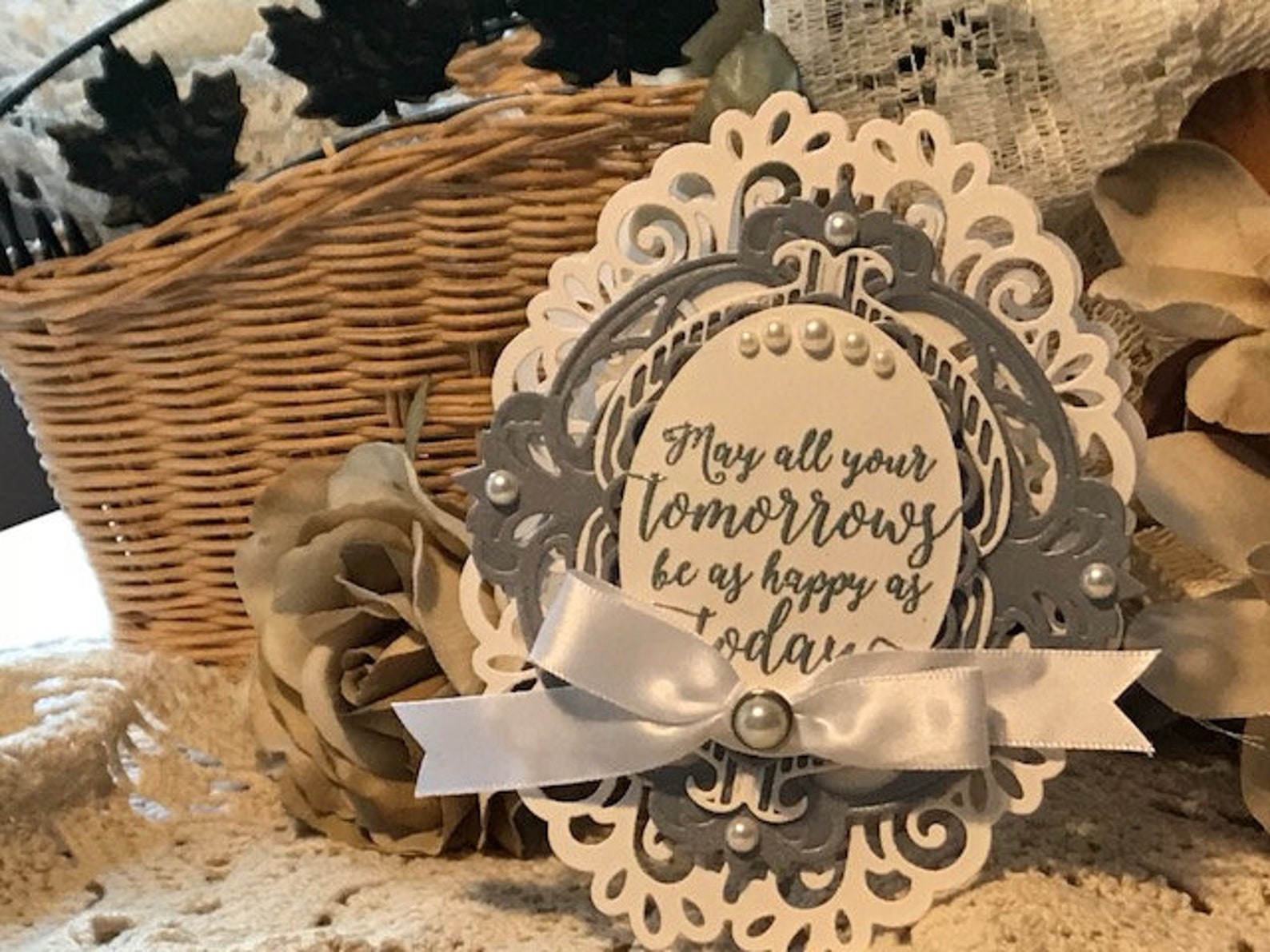 Wedding Card Die Cut Ornate Oval Wedding Card Shimmery Etsy