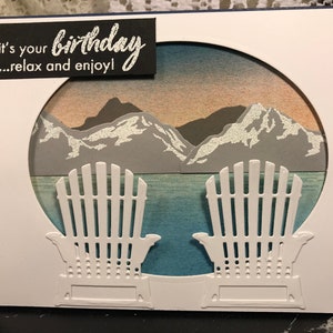 Carte d'anniversaire montagnes et lac