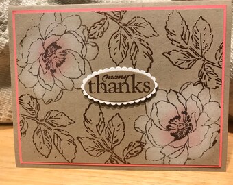 Embossed floral thank you card