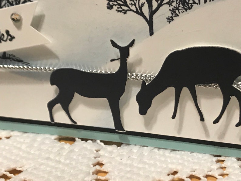 Winter trees and deer thank you card Deer winter theme thank you card Deer thank you card Winter thank you card