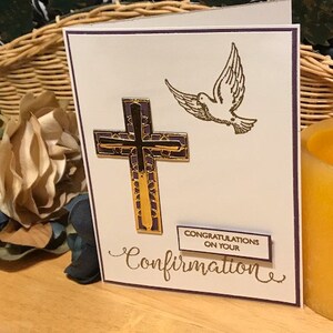 Tarjeta de confirmación, Tarjeta del Espíritu Santo, Tarjeta de felicitación por tu confirmación, Tarjeta de cruz y paloma