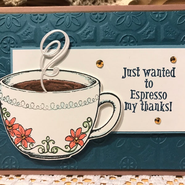 Thank you card, Espresso my thanks card, Coffee themed thank you card