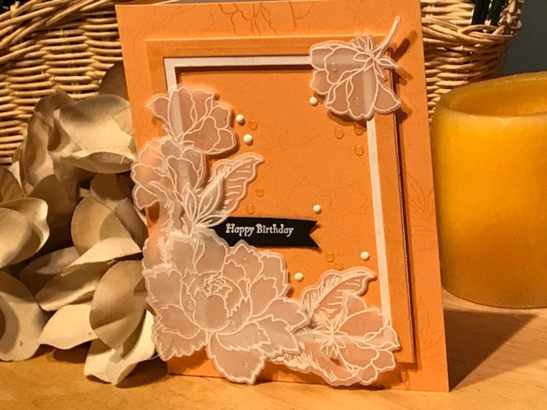 Vellum Peony Birthday Card for Her - Etsy