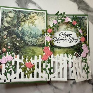 Cartão de aniversário ou dia das mães para portão de jardim