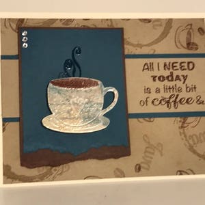 Cartão com tema de café, cartão inspirador com tema de café, cartão religioso, cartão com xícara de café, cartão com caneca de café