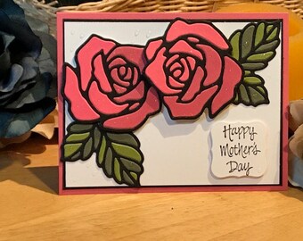 Mother's Day or Birthday card with roses using a stained glass technique