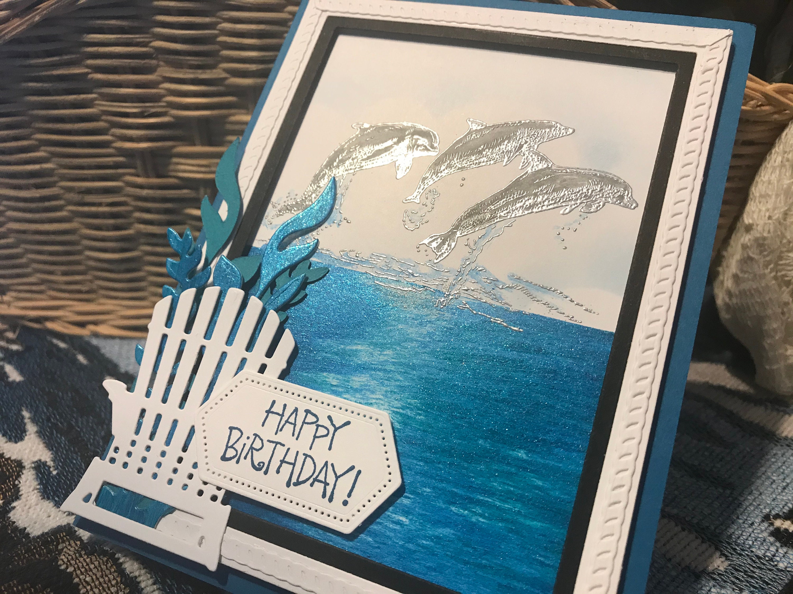 Dolphin Birthday Card, Nautical Birthday Card, Ocean Birthday Card ...