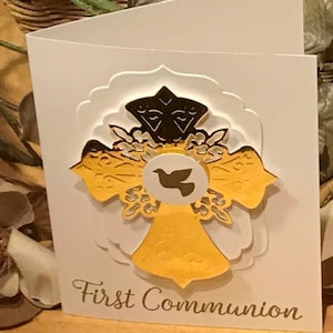 Erstkommunionskarte, 1. Kommunionkarte, religiöse Karte, Kreuzkarte