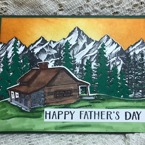 Light-up cabin in the mountains Father&#39;s Day or Birthday card