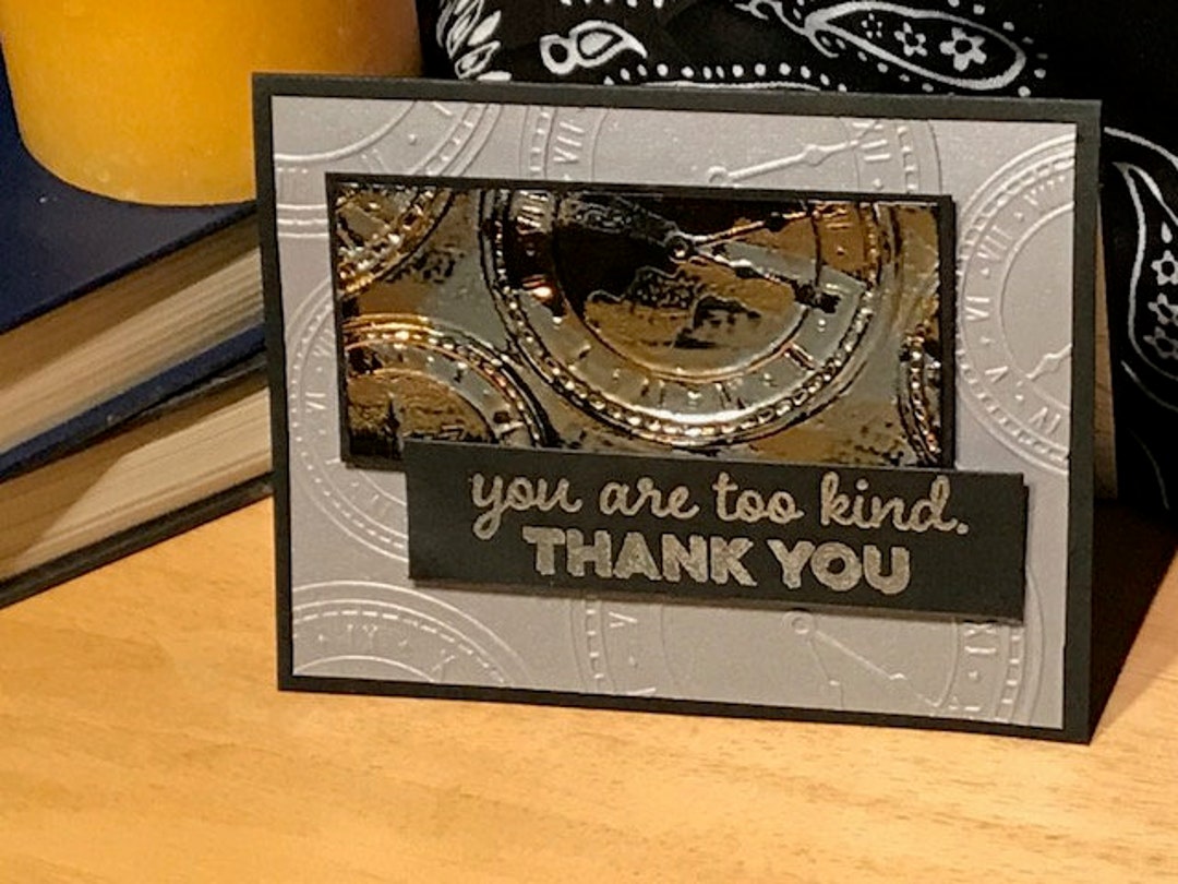 Masculine Thank You Card, Thank You Card, Faux Tarnished Metal Thank