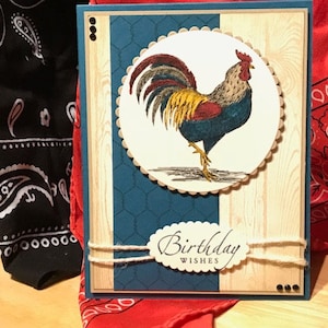 Rooster birthday card, Birthday wishes card, Farm birthday card, DeColores card