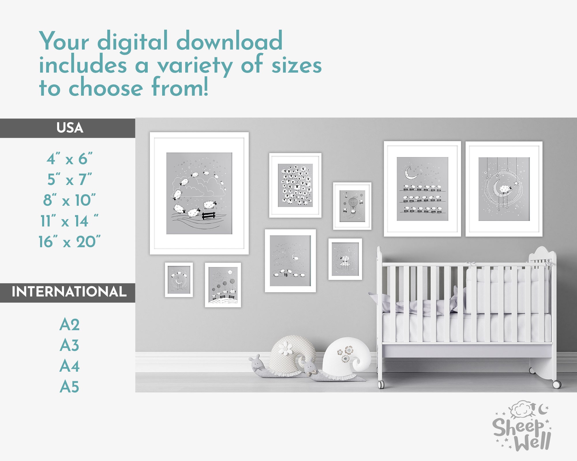Sheep 6, Printable Sheep Nursery Prints, Nursery Sheep Prints, Nursery ...