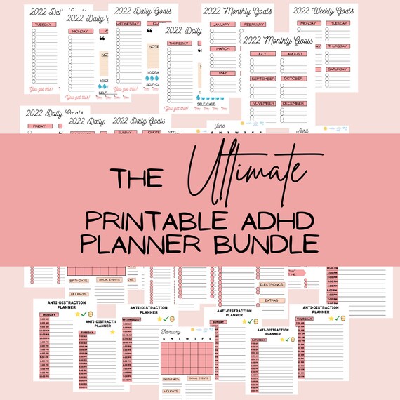ADHD Printable Planner Daily Weekly Monthly Calendar - Etsy