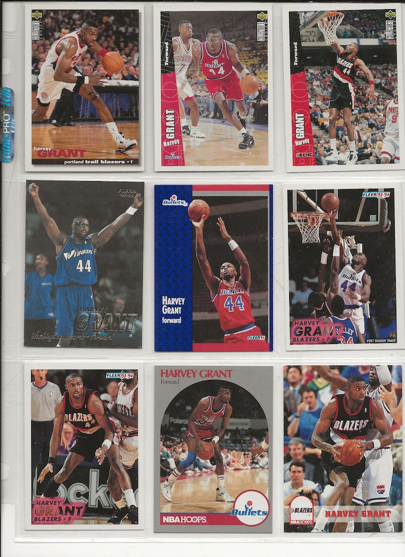 Lot of Basketball Cards of Player Harvey Grant