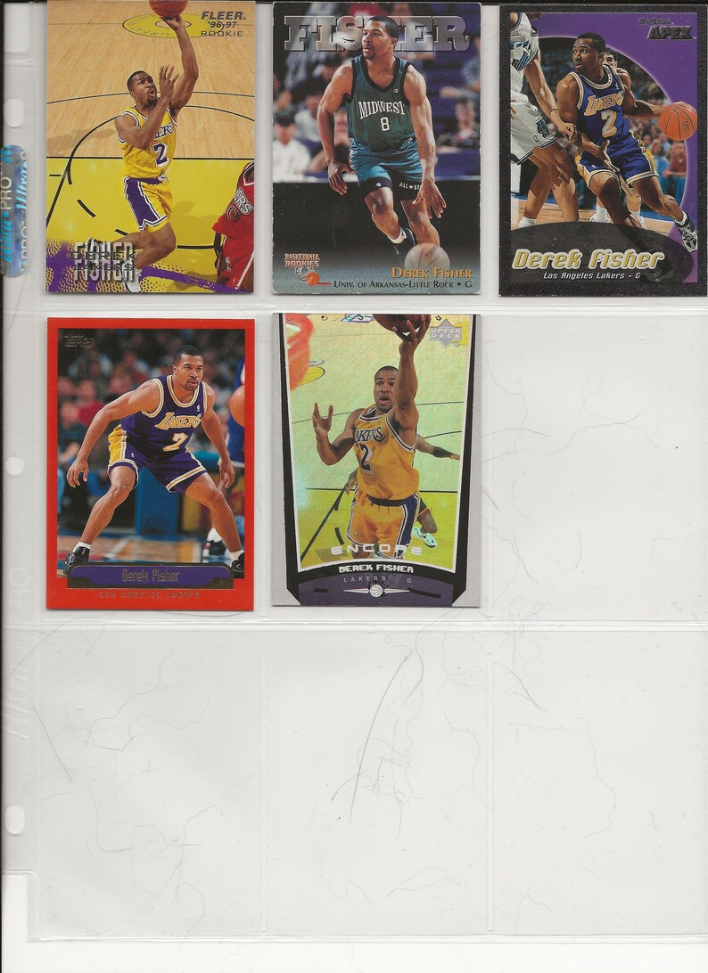 5 Basketball Cards of Derek Fisher