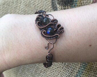Simple Copper Wire Wrapped Cuff Bracelet with Heartbeat | Etsy