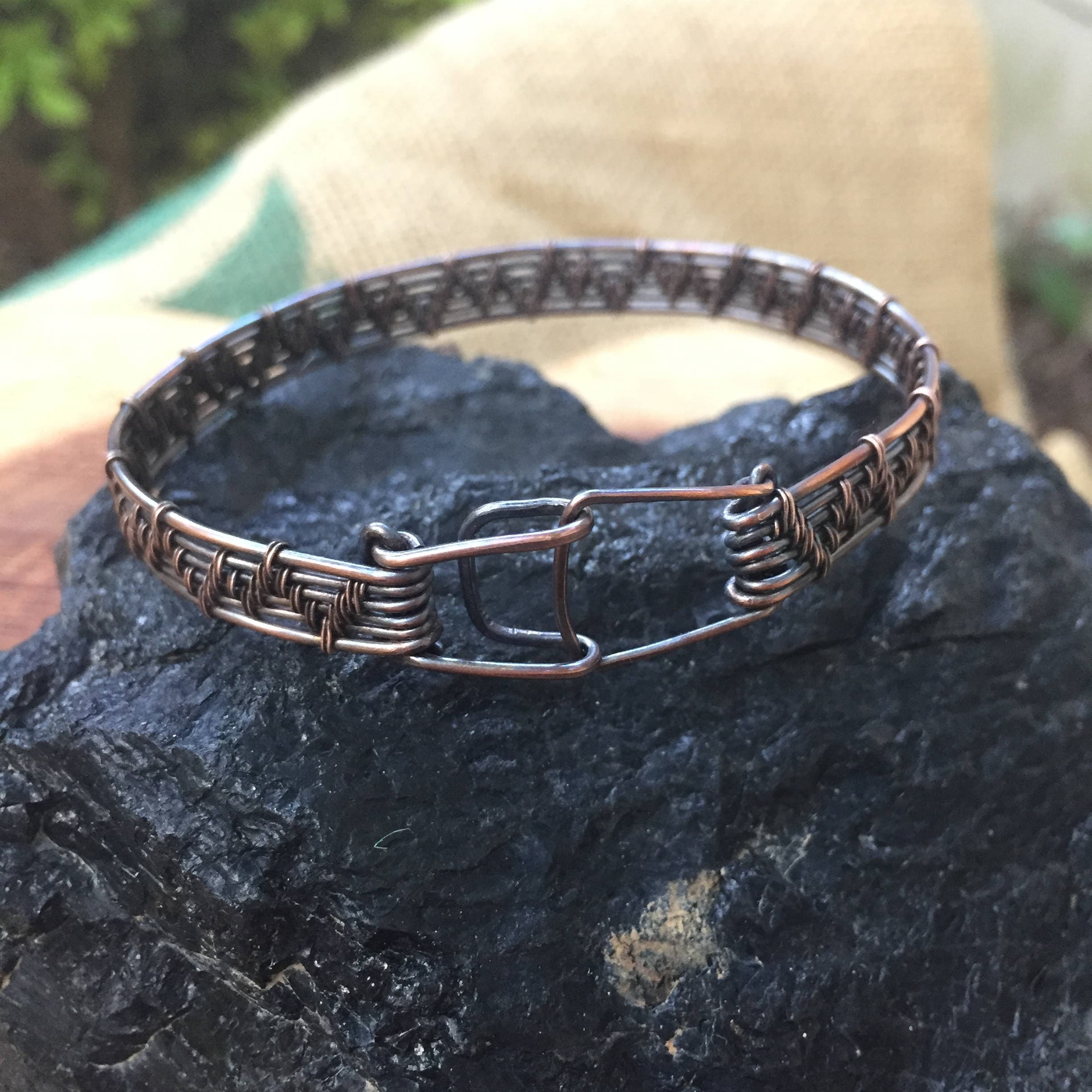 Simple Copper Wire Wrapped Cuff Bracelet With Heartbeat Etsy