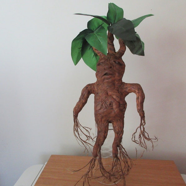 Handmade, sculpted Mandrake shelf sitter. Xmas Sale. 33cm high. Magical. Wizardry. Herbology.