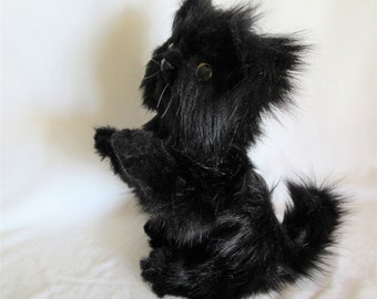 Long haired Black cat. Poseable, Handmade. Purchase is for Black cat only. Free delivery