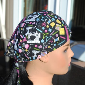 Unisex Sewing Pattern Doctor Nurse Surgical Scrub Cap, Scrub Hat,  Breathable 100% Cotton Fabric, Tie Back