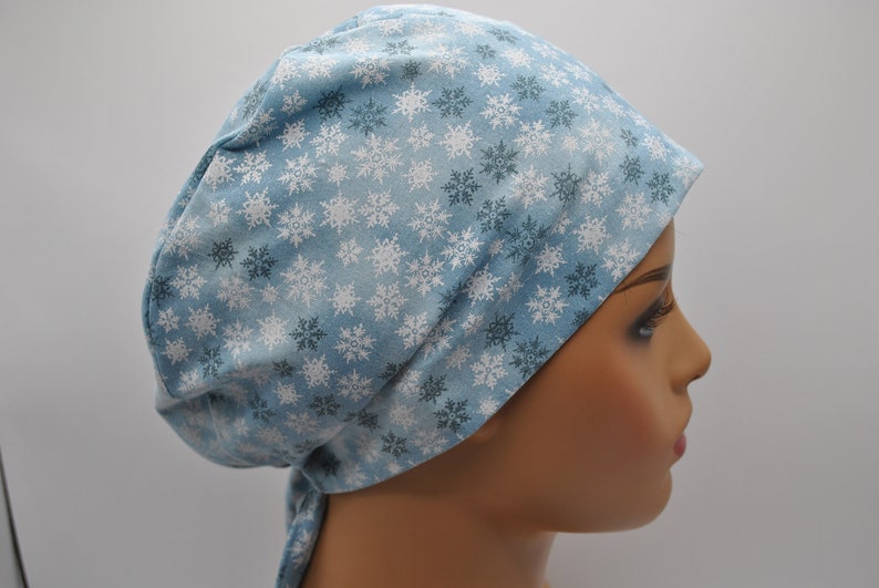 Surgical Scrub Hats/Caps~Christmas~Trees and *Snowflakes* on blue~** Surgical Scrub Hats/Caps~Christmas~Trees and *Snowflakes* on blue~**