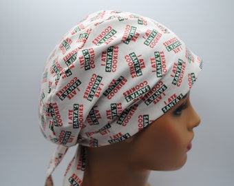 I Ate Santas Cookies Surgical Scrub Hat Long Hair Nurse Doctor Christmas Cotton