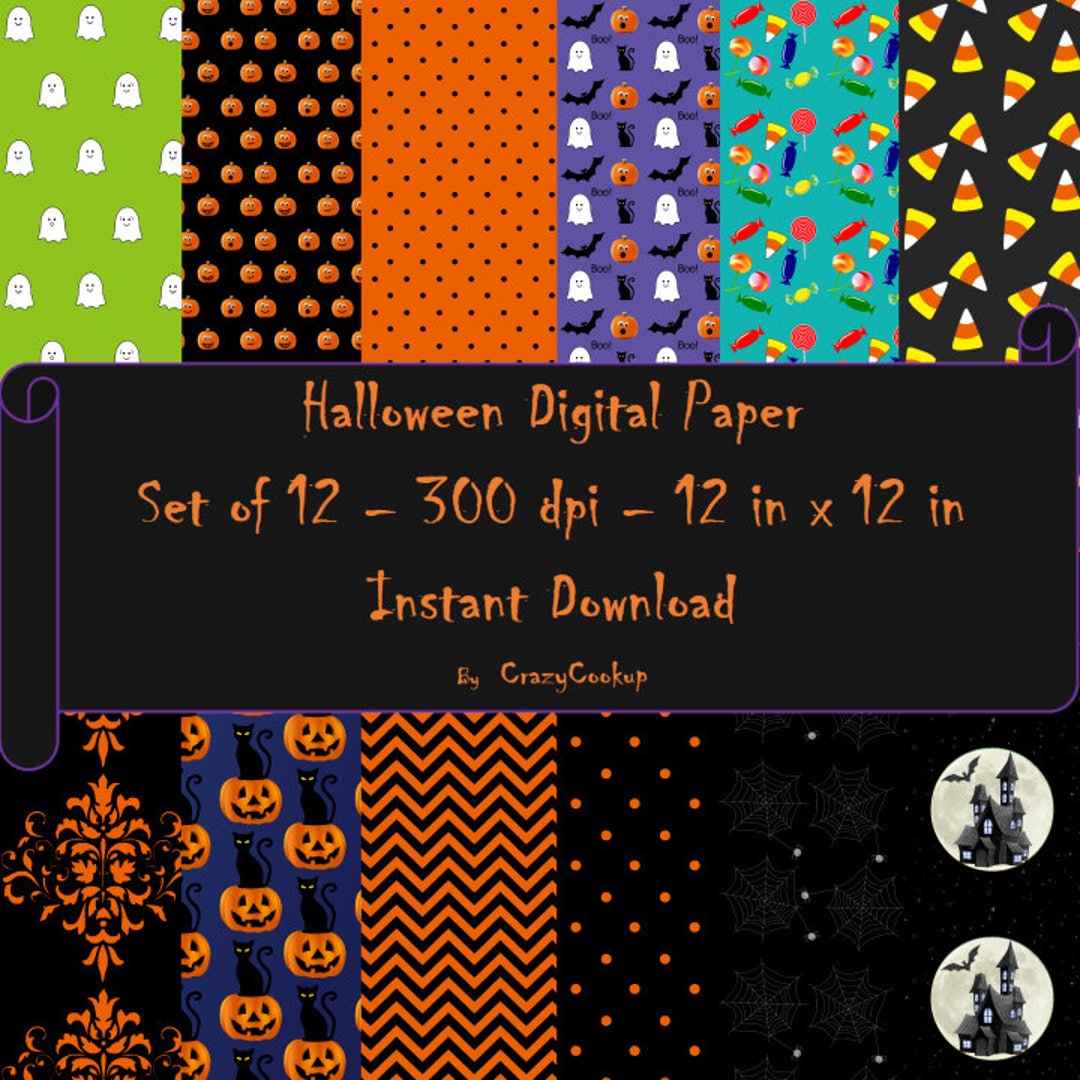 Halloween Digital Paper - Etsy