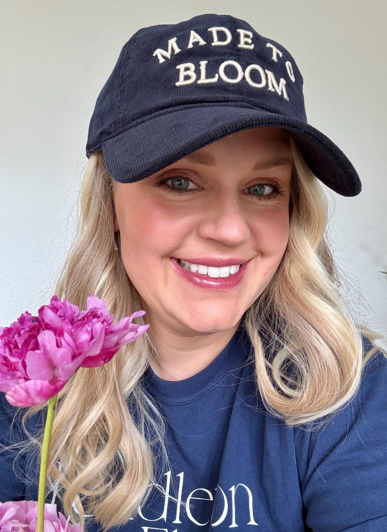 Made To Bloom corduroy navy blue baseball cap by Pendleton St. Florals image 2