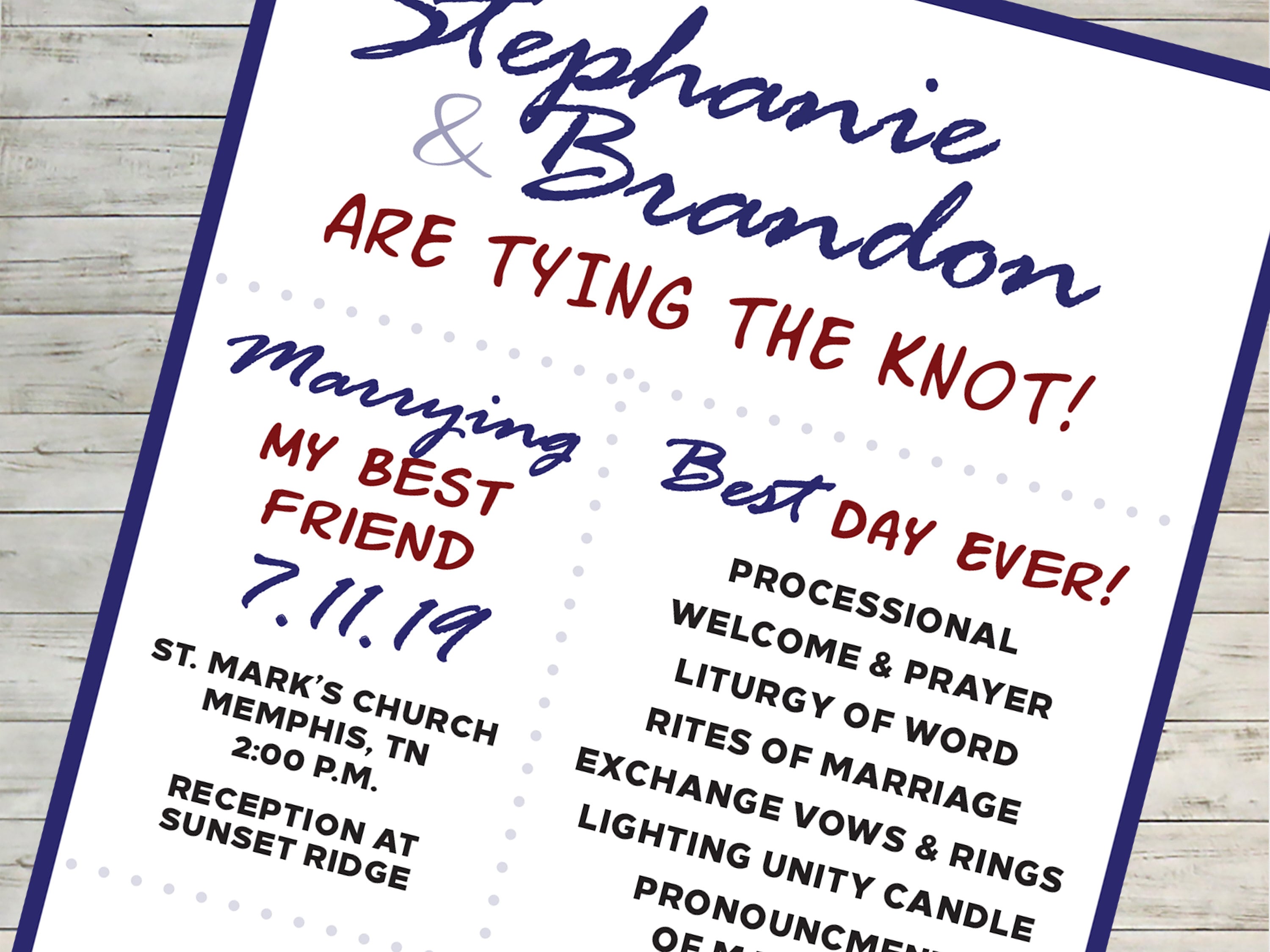 Fun Modern Infographic Wedding Program With Crossword Puzzle Etsy