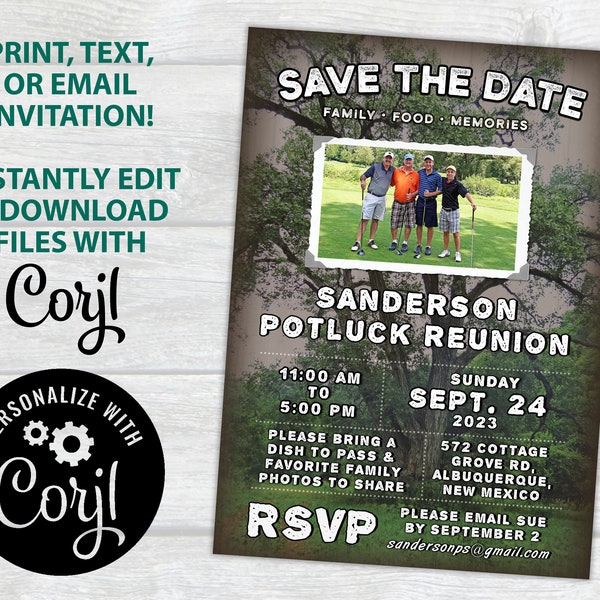 Family Reunion Invitation, Family Tree, Editable Save The Date Family Reunion, Invite Template, Cousin Reunion Flyer, Family Barbeque Party