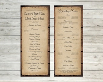 Country Wedding Ceremony Programs | Traditional Wedding Program Template | Rustic Catholic Wedding Programs | Wood Pallet Wedding Programs