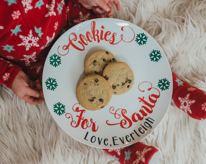 Personalized Santa Plate and Cup Set, Cookies for Santa, Milk for Santa