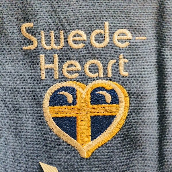 Custom Embroidered tea towel  "Swede Heart" Swedish Heart Flag Scandinavian Sweden