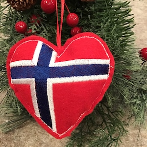 Norwegian Flag Ornament Heart Shaped