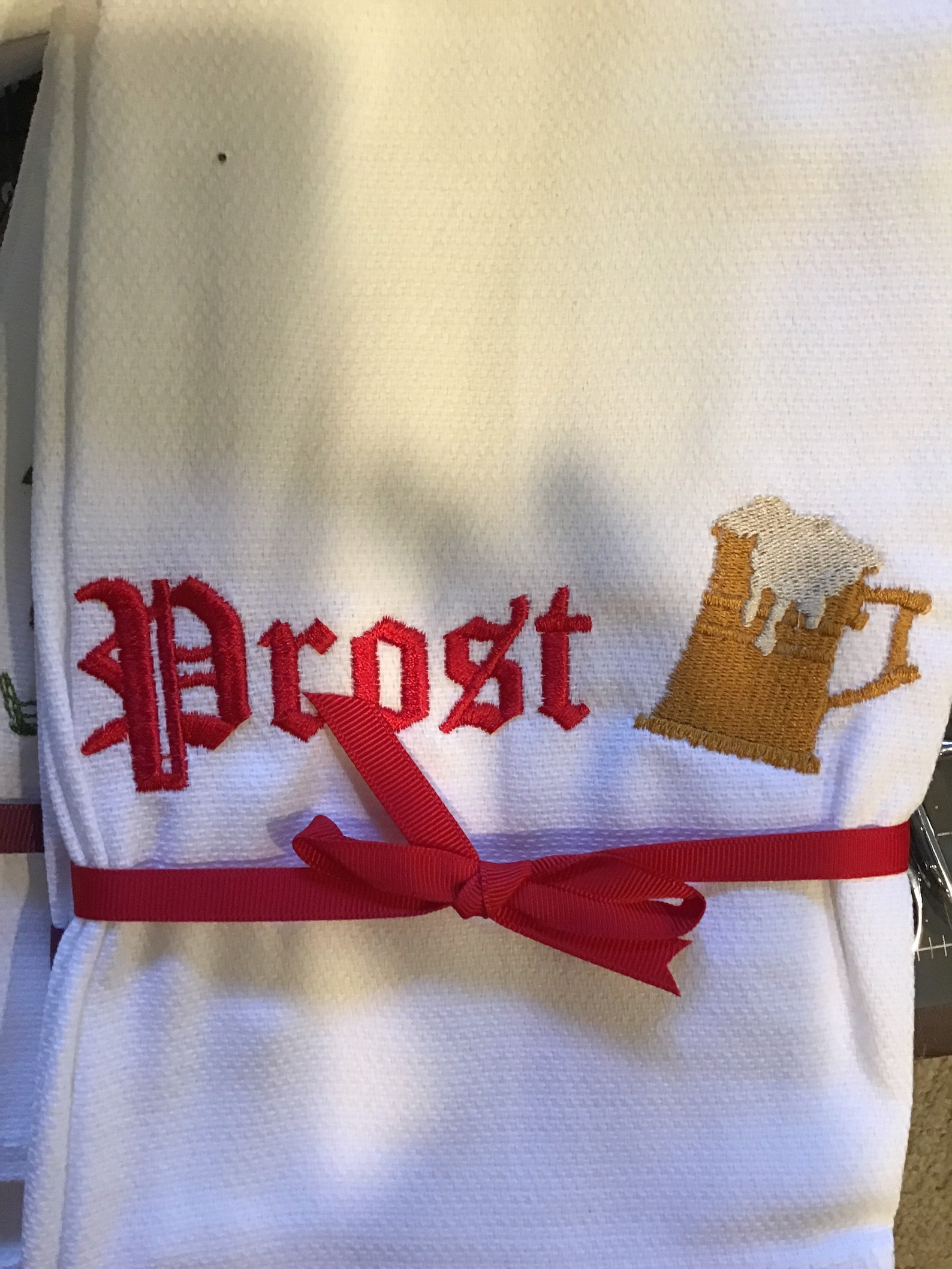 Custom Embroidered tea towel Beer Lovers 